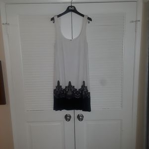 BAYLEY 44 beautiful white dress with black lace